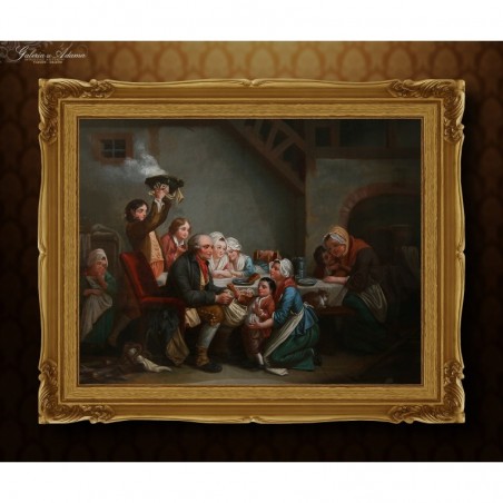 OBRAZ OLEJNY - Constant Aime Marie CAP (1842 BERCHEM-1915 ANTWERPIA) - TATA WRACA DO DOMU (1881 r).
