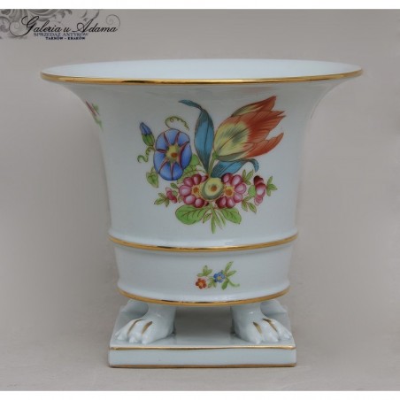 „ HEREND”- PORCELANOWA OZDOBNA WAZA LUB OSŁONKA NA DONICZKĘ -RĘCZNIE MALOWANA I ZŁOCONA – PIĘKNA !!
