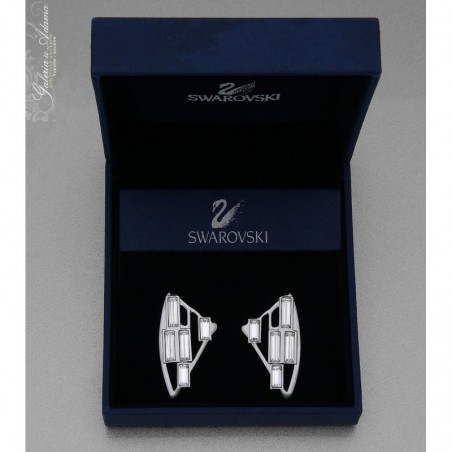 “ SWAROVSKI ”-OKAZAŁE KLIPSY SREBRZONE WYSADZANE KRYSZTAŁAMI SWAROVSKIEGO W ORYGINALNYM ETUI -NOWE
