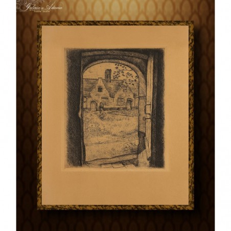 MIEDZIORYT - ROB BOUDRY (1878-1961) - PODWÓRZE W BRUGII-MIEDZIORYT 51/100.