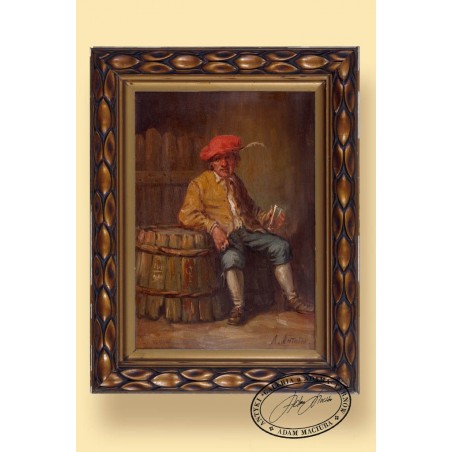 Obraz Olejny - A.Antoin - Mężczyzna ze szklanką wina.