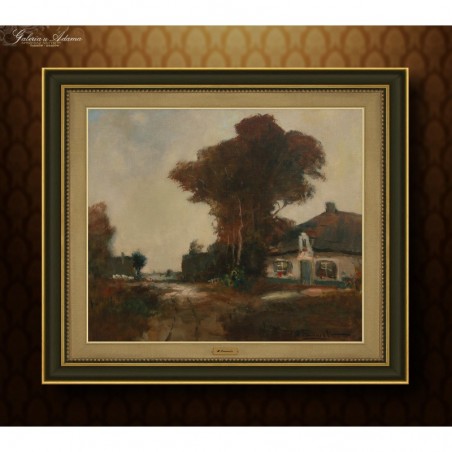 OBRAZ OLEJNY - HENRI JOSEPH PAUWELS (1903-1983) - PRZYDROŻNE DRZEWA .