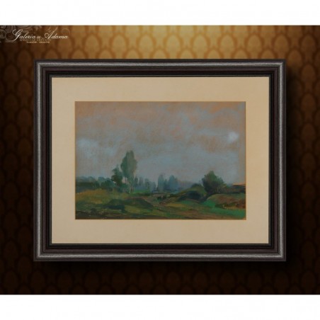 OBRAZ OLEJNY - BARTHEL GILLES (1891-1977) - PEJZAŻ WIOSENNY (1948 r).