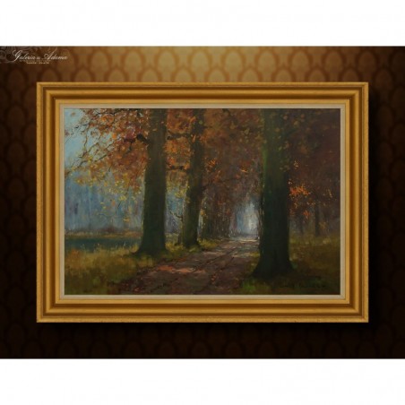 OBRAZ OLEJNY - HENRI JOSEPH PAUWELS (1903-1983) - LEŚNA ALEJA.