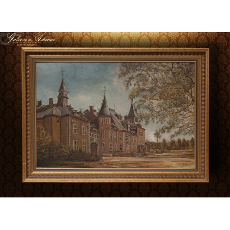 Obraz Olejny - Sygnowany - Architektura z zamkiem.