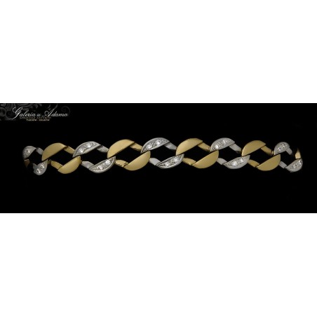 Złota-18 k (w~22,49 g) Bransoletka wysadzana brylantami-0,72 karata !