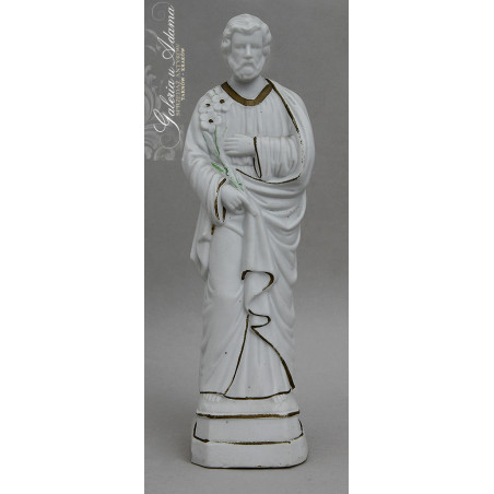 Pocz XX w- Figurka z porcelany biskwitowej przedstawiająca Św. Józefa -Piękna !
