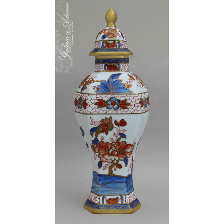 FRANCJA „ LIMOGES ” Porcelanowa okazała waza z przykrywką -RĘCZNIE MALOWANA I ZŁOCONA .