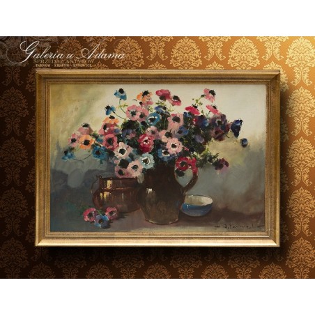 OBRAZ OLEJNY - Henri Joseph Pauwels ( 1903-1983) - ANEMONY.