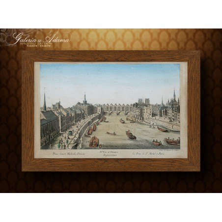 Miedzioryt - XVIII w - Kanał Św. Marcina w Paryżu - Jean-François Daumont (1740-1775) - Rzadkość !