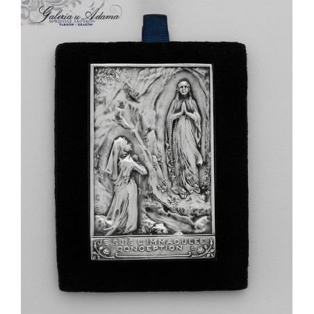 Medalion/miniatura srebrna z Lourdes - ”Jestem Niepokalane Poczęcie” - Sygnowana - Piękna !