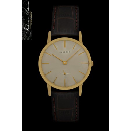 „VENDOME”- MĘSKI ZEGAREK ZŁOTY-18 KARAT NA PASKU SKÓRZANYM - MECHANICZNY - ELEGANCKA LINIA !