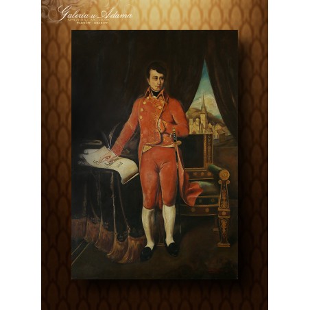 Monumentalny Obraz Olejny - A.LOVIS (XIX w.) - NAPOLEON .
