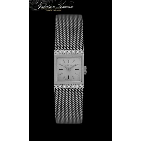 „ZENITH ”- Zegarek damski z białego złota -18 karat z bransoletką złotą wysadzany brylantami - Mechaniczny !