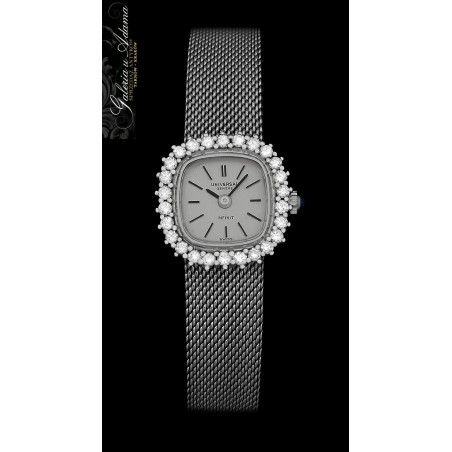 „UNIVERSAL GENEVE ”- Zegarek damski z białego złota - 18 karat ze złotą bransoletką z brylantami~0,85 karata - Mechaniczny !