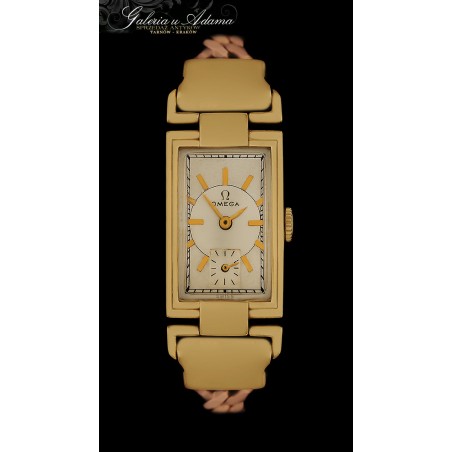 Hollywood -„OMEGA”- Zegarek damski ze złota-14 karat z bransoletką złotą-18 karat - Mechaniczny - PIĘKNY !