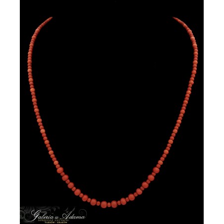 NASZYJNIK Z KORALI NATURALNYCH- KULKI, PRZEWIĄZYWANY KULECZKAMI Z KORALI Z ZAPIĘCIEM ZŁOTYM-18 K/14 K-w.14,15 g- ELEGANCKI !