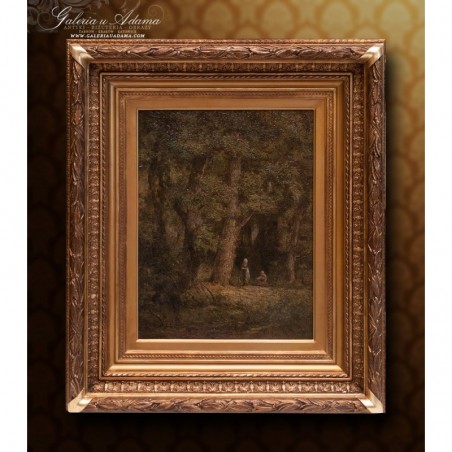OBRAZ OLEJNY - Jan Willem van Borselen (1825-1892) - DZIECI W LESIE.
