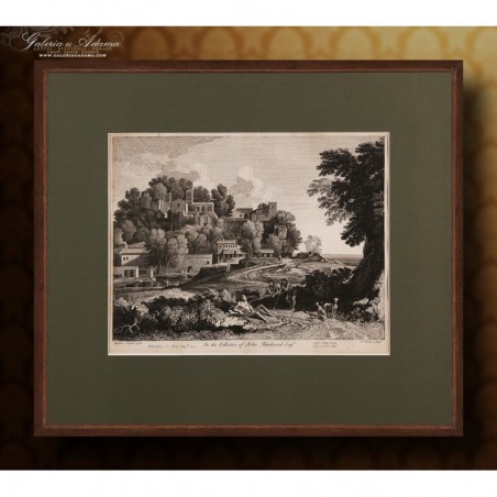 Grafika - J.WOOD (1743 r.)wg Gaspara Poussin (1615-1675). - PEJZAŻ.