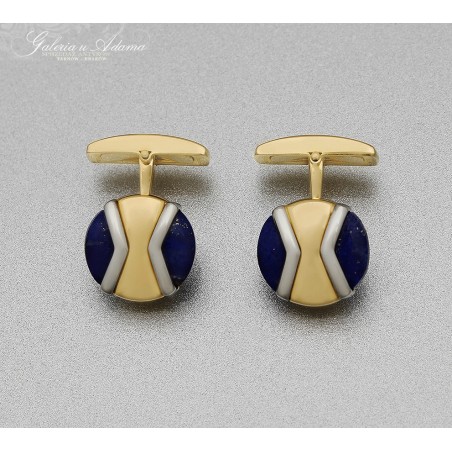 Manufaktura "GIROTTO"- Spinki do mankietów złote-18 k ( waga~11,28 g) wysadzane Lazurytami naturalnymi-Piękna praca jubilerska !