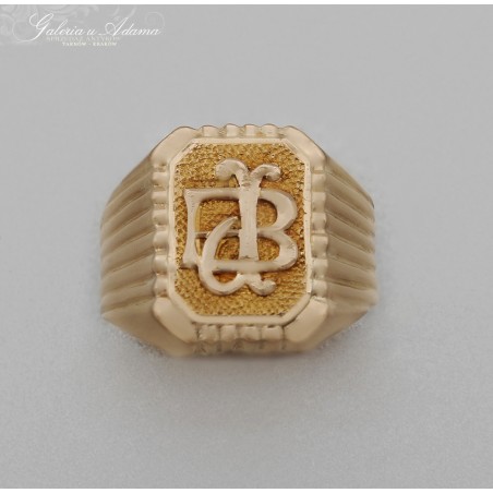 SYGNET ZŁOTY-18 K (w~5,94 g )ZE ZŁOTYM MONOGRAMEM- PIĘKNA PRACA JUBILERSKA !