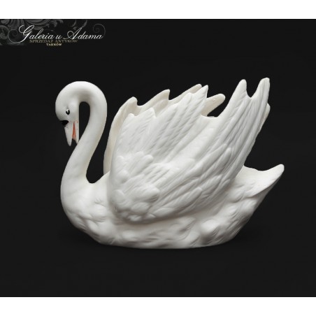 W.GERMANY- ŁABĘDŹ – FIGURKA/ IKEBANA Z PORCELANY BISKWITOWEJ-PIĘKNY !