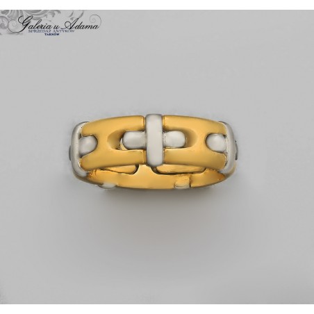 OBRĄCZKA NA MAŁY PALEC WYKONANA Z DWUKOLOROWEGO ZŁOTA-18 K (w~6,26 g)-CIEKAWA !