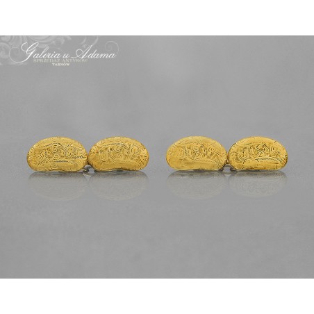 1920 r-Spinki do mankietów ze złota próby-18 k i 9 k (łańcuszki)- PIĘKNIE GRAWEROWANE !