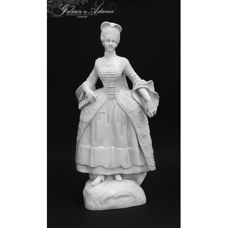 XIX w"DRESDEN " -Figurka z białej, szkliwionej porcelany „Biała dama”-Elegancka !