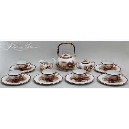 JAPONIA-” KUTANI ”-PORCELANOWY KOMPLET DO KAWY NA 6- OSÓB Z DZBANKIEM I CUKIERNICĄ I MLECZNIKIEM-ELEGANCKI I PIĘKNY !