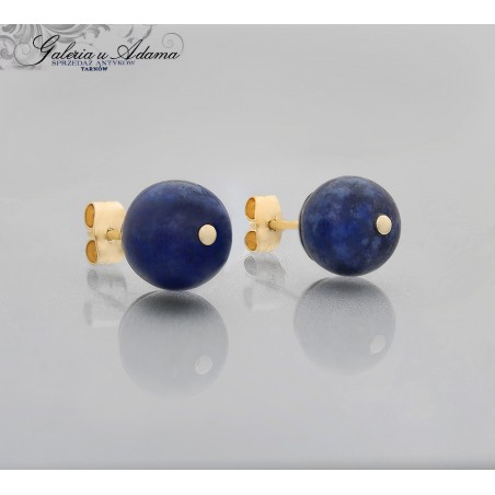 Kolczyki złote-18 k ( w~6,31 g) wysadzane Lazurytami naturalnymi-Eleganckie !