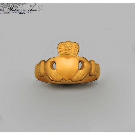 Irlandzki pierścień Claddagh – symbol miłości i przyjaźni ze złota-14 k (w~4,19 g)-Ciekawostka !