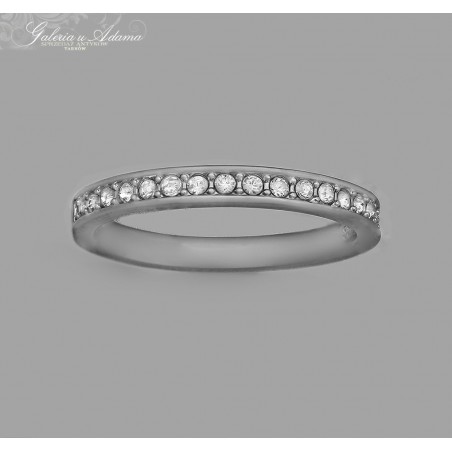 “ SWAROVSKI ”-Pierścionek/półobrączka z kryształami swarovskiego, rodowana-Sygnowana !