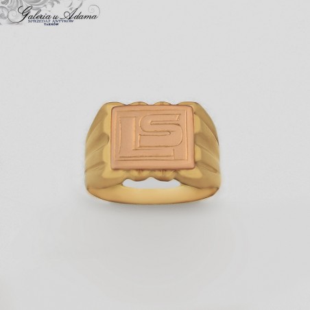 SYGNET ZŁOTY-18 K (w~5,34 g )ZE ZŁOTYM MONOGRAMEM “LS”.
