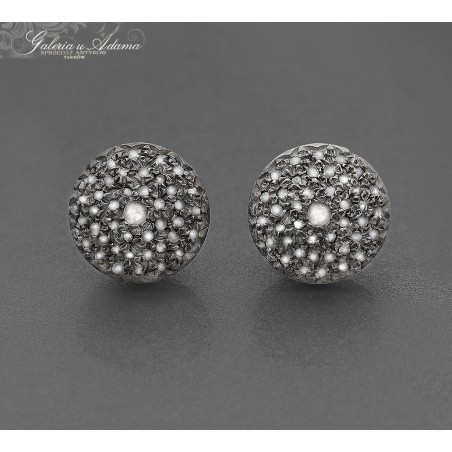 Okres Międzywojenny-Kolczyki złote-14 k (w~18,87 g) wysadzane diamentami- 1,30 k !!