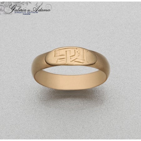 OBRĄCZKA ZŁOTA-18 K (w~5,39 g )Z MONOGRAMEM “ PW”.