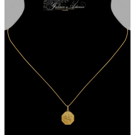 ZŁOTO-14 K (w~5,59 g)-WISIOREK  Z ŁAŃCUSZKIEM ZŁOTYM ZNAK ZODIAKU “KOZIOROŻEC”.