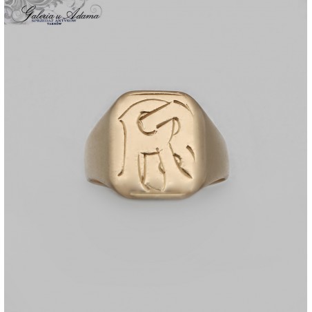 SYGNET ZŁOTY-18 KARAT ( w.6,08 g ) Z GRAWEROWANYM MONOGRAMEM “ RB”.