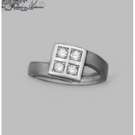 Pierścionek z białego złota-18 k (w~5,96 g) wysadzany brylantami-0,40 k !!