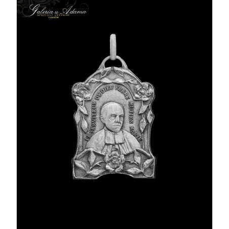 Medalik/medalion srebrny, pamiątka z beatyfikacji pierwszego świętego Belgii Mucjusza María Wiaux (1841-1917)-Ciekawostka !