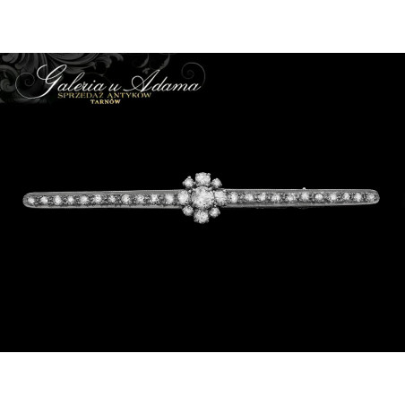 Broszka złota-18 k ( w~7,03 g) wysadzana brylantami- 1,50 k !!!