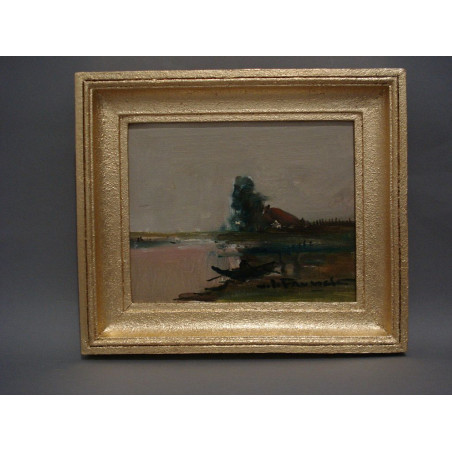 OBRAZ OLEJNY - HENRI JOSEPH PAUWELS (1903-1983) -NAD JEZIOREM.