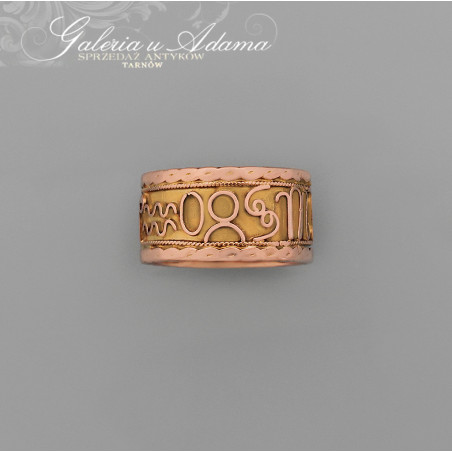 OBRĄCZKA ZŁOTA-18 K (w~4,05 g) ZDOBIONA ZŁOTYMI APLIKACJAMI-CIEKAWA !