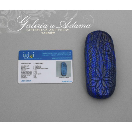 LAZURYT NATURALNY (Lapis lazuli) SZLIFOWANY NA FORMIE OWALU-1336 KARATÓW- Z CERTYFIKATEM-PIĘKNY !