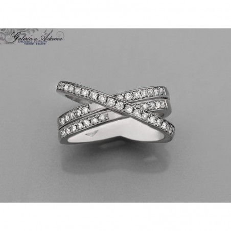 FUTURYSTYCZNY PIERŚCIEŃ Z BIAŁEGO ZŁOTA-18 K(w~11,42 g)  WYSADZANY BRYLANTAMI-1,00 KARAT !!