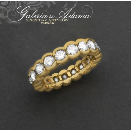 Obrączka złota-18 k (~7,80 g)  wysadzana brylantami-3,42 k !!