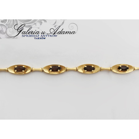 Złota-18 k (~13,23 g)Bransoletka wysadzana kwarcami dymnymi-Piękna !