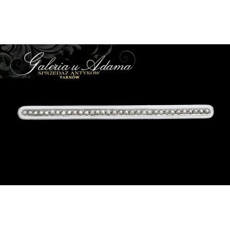 Srebro-800 (w~3,57 g) Broszka wysadzana perłami głębinowymi i emalią białą -Pocz XX w !