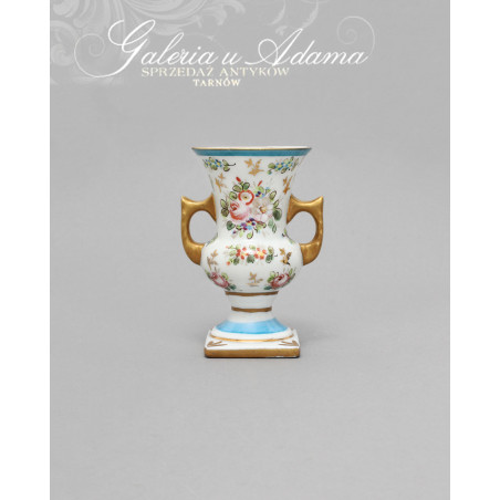 XIX w-" SEVRES "- WAZA- MINI AMFORKA Z PORCELANY-RĘCZNIE MALOWANA I ZŁOCONA.
