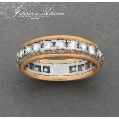 Obrączka złota-18 k wysadzana brylantami-1,30 karat-PIĘKNA !